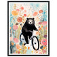 Folklore-Inspired Bear on Bike Floral Wall Art Print