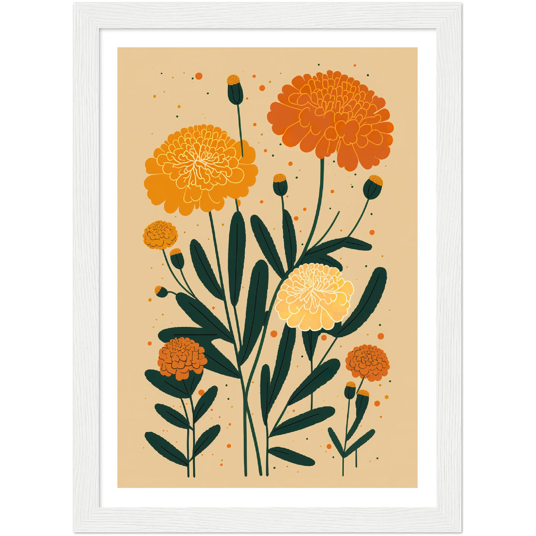 Marigold Minimalist Flower Bloom Wall Art Print