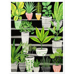 Load image into Gallery viewer, Whimsical Green &amp; Black Potted Plants Wall Art Print