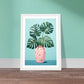 Symmetrical Monstera Plant Illustration Wall Art Print