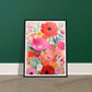 Joyful Blooming Abstract Flowers Painting Wall Art Print