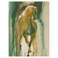 Golden Gallop - Fluid Green and Gold Horse Wall Art Print