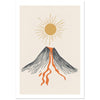 Stylised volcano with orange lava art print, unframed, A4