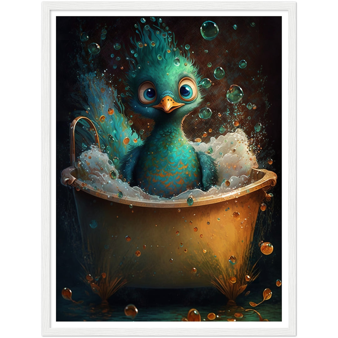 Bubble Bath Peacock Bathroom Wall Art Print