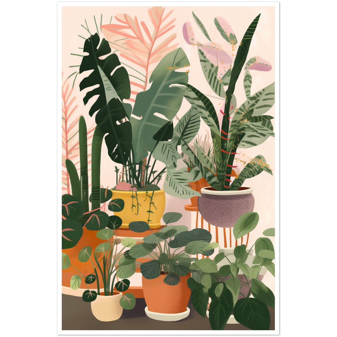 Boho Potted House Plants Wall Art Print