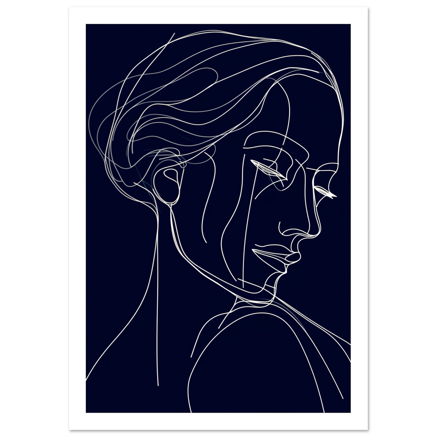 Graceful Contours - Minimalist Woman Portrait Wall Art Print