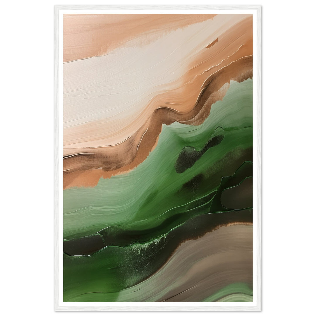Abstract Strokes of Green and Brown Wall Art Print