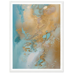 Load image into Gallery viewer, Melted Waves of Blue and Bronze Shimmer Abstract Painting Wall Art Print
