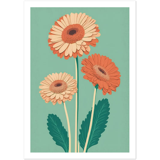 Radiant Gerbera Minimalist Daisy Flower Art