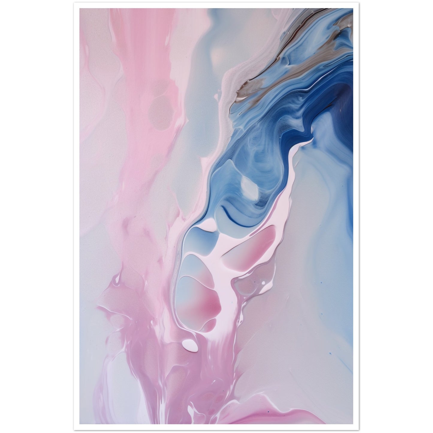 Whispering Pink and Blue Fluid Painting Wall Art Print