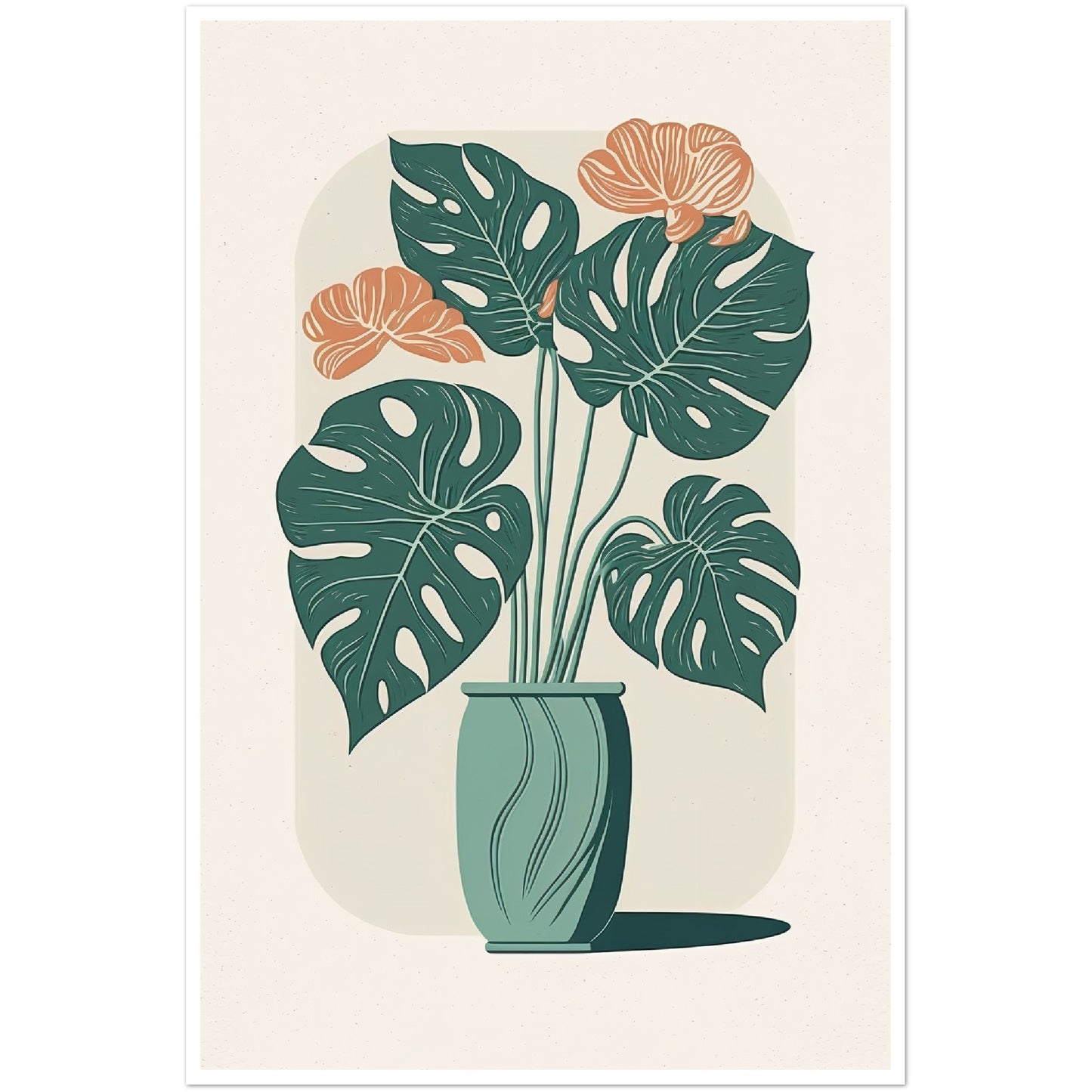 Monstera Plant in Vase Wall Art Print