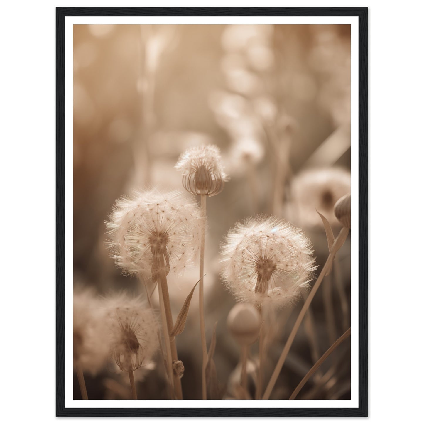 Hazy Dandelion Dreams Close-Up Photograph Wall Art Print