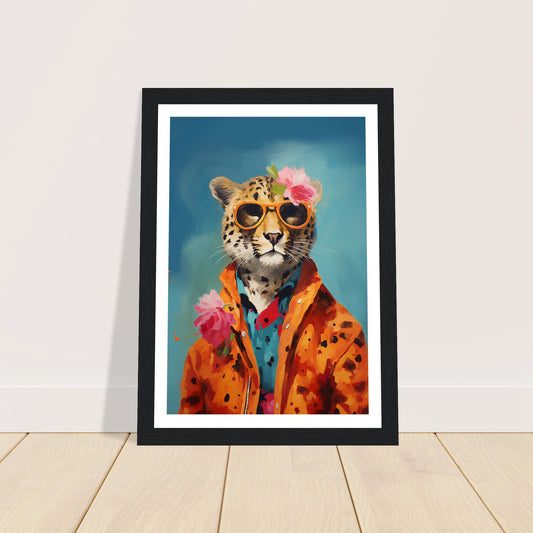 Cheetah in Floral Attire Wall Art Print