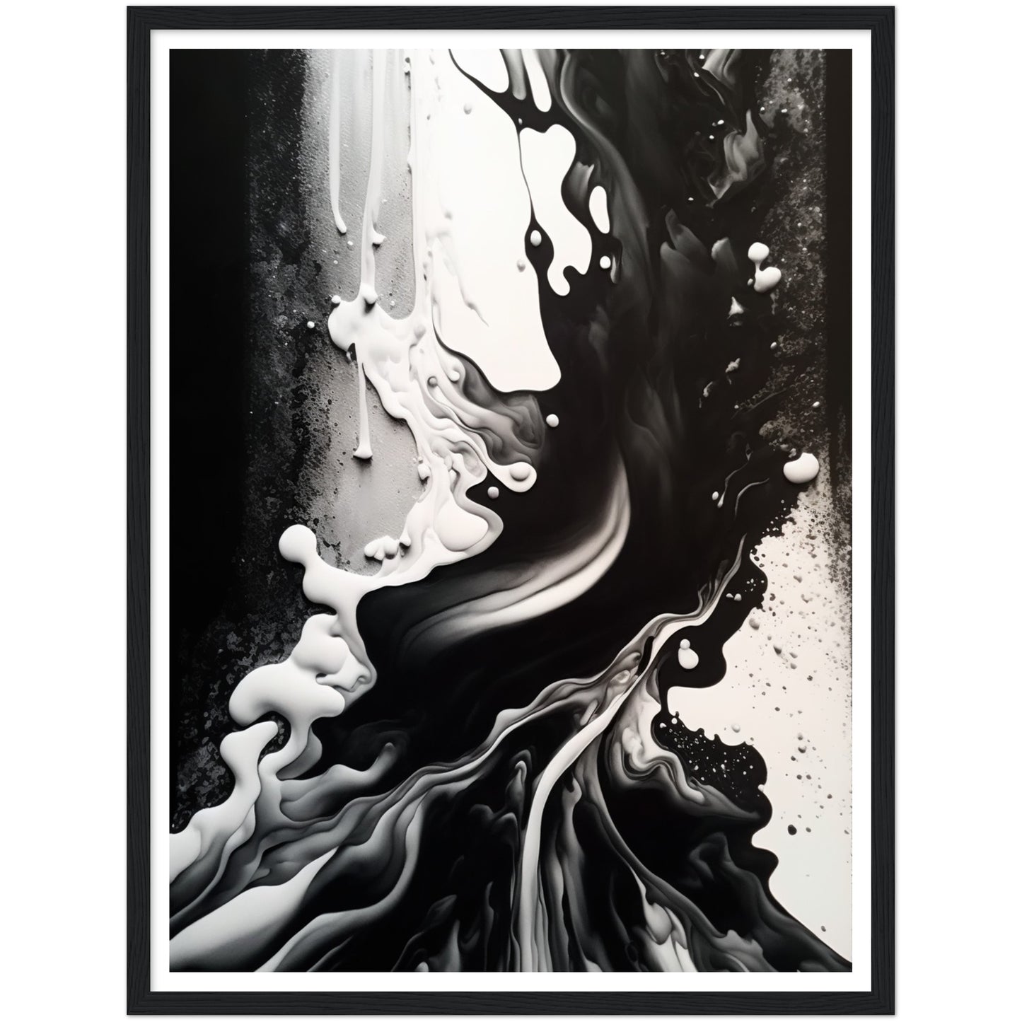 Organic Depths: Black & White Melt Painting Wall Art Print