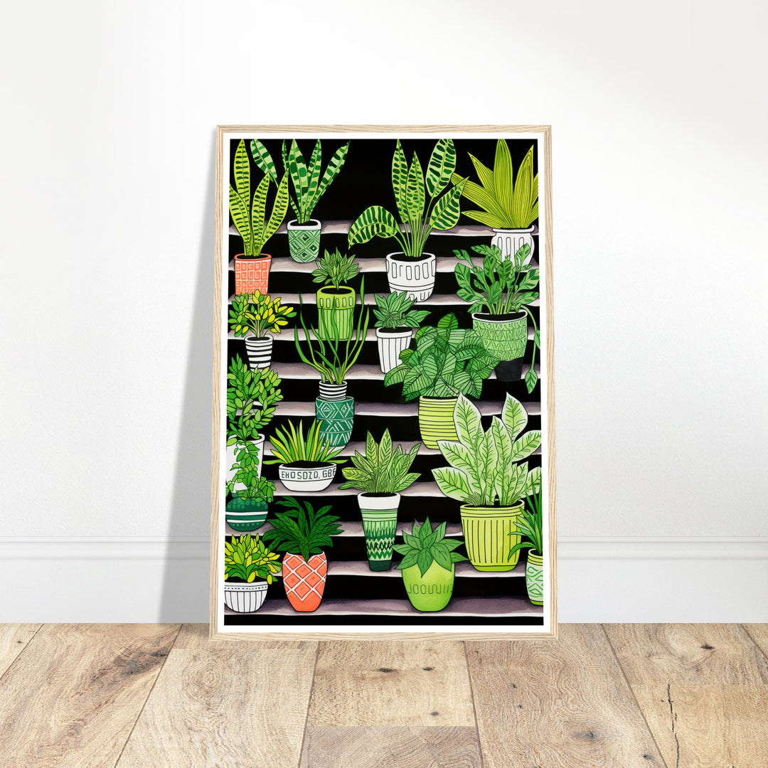 Vibrant Contrasting Potted House Plants Wall Art Print
