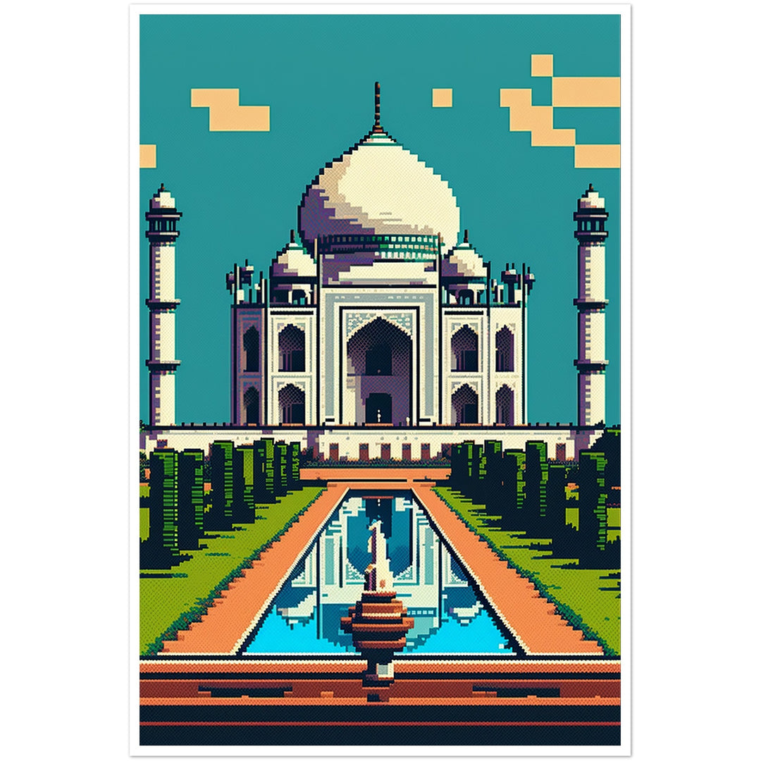 Pixel Perfect Taj Mahal Illustration Wall Art Print