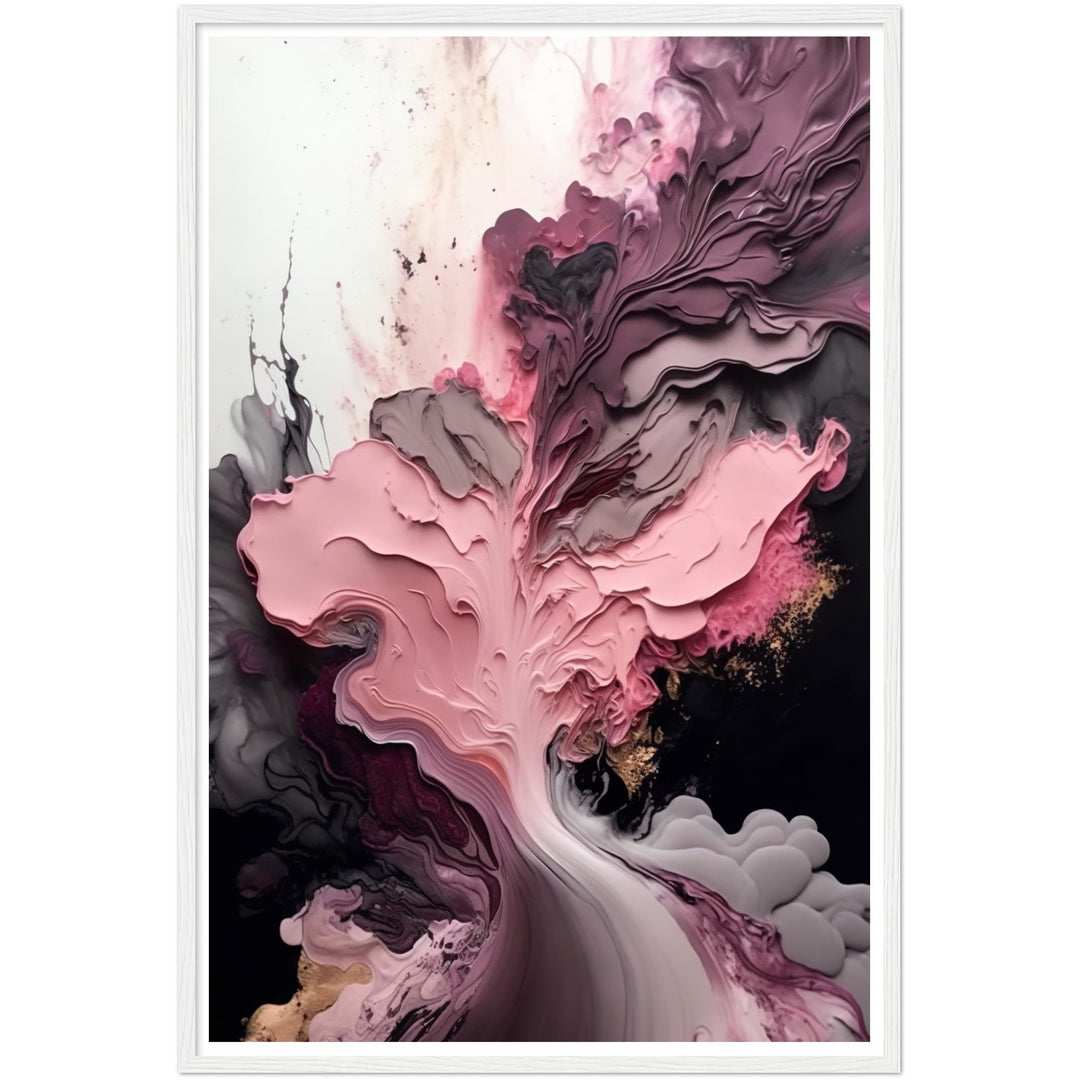 Organic Depths: Pink & Grey Painting Wall Art Print