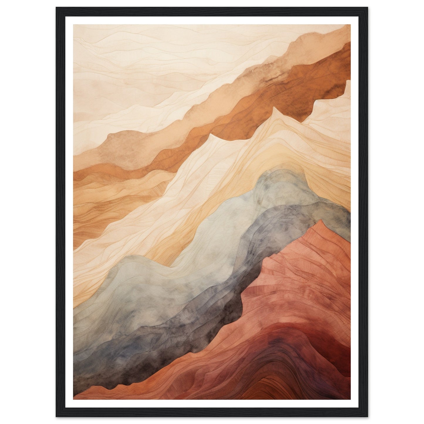 Abstract Mountain Earthly Tones Wall Art Print