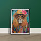 Flower Power Hippy Lion Wall Art Print