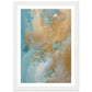 Melted Waves of Blue and Bronze Shimmer Abstract Painting Wall Art Print