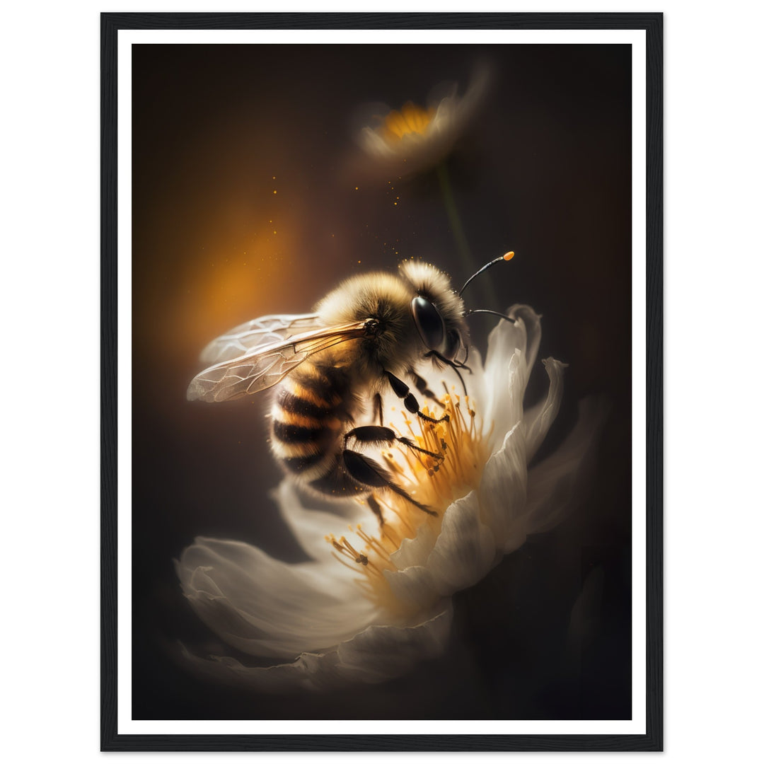 Close-Up of Bee and Flower Photograph Wall Art Print