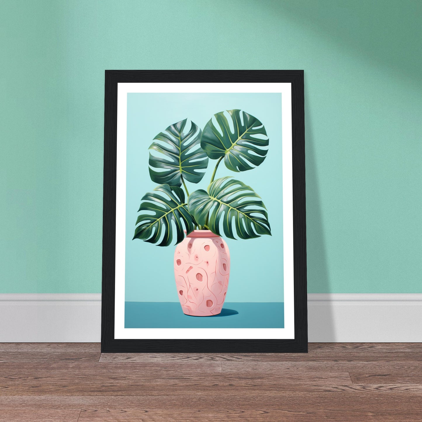 Symmetrical Monstera Plant Illustration Wall Art Print