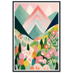 Load image into Gallery viewer, Blushing Pink Peaks Vibrant Abstract Landscape Wall Art Print