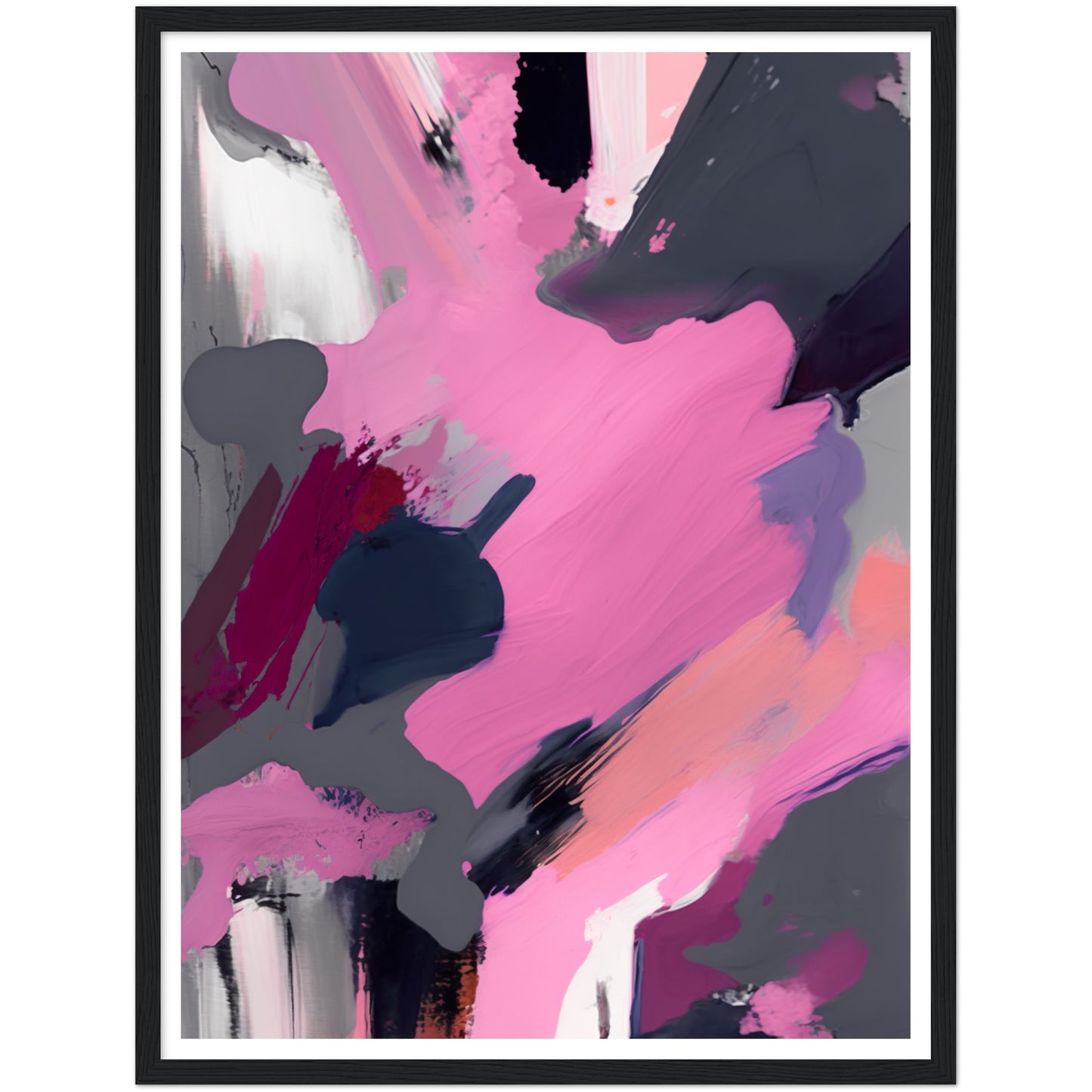 Nature's Emotive Pink Abstract Brushstrokes Wall Art Print