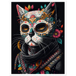 Load image into Gallery viewer, Day Of The Dead Chic Cat Illustration Wall Art Print