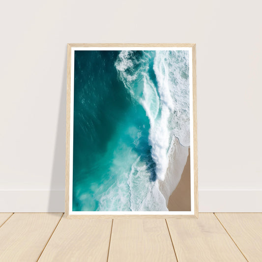 Blue Surge - Aerial Photograph of Ocean Waves Wall Art Print