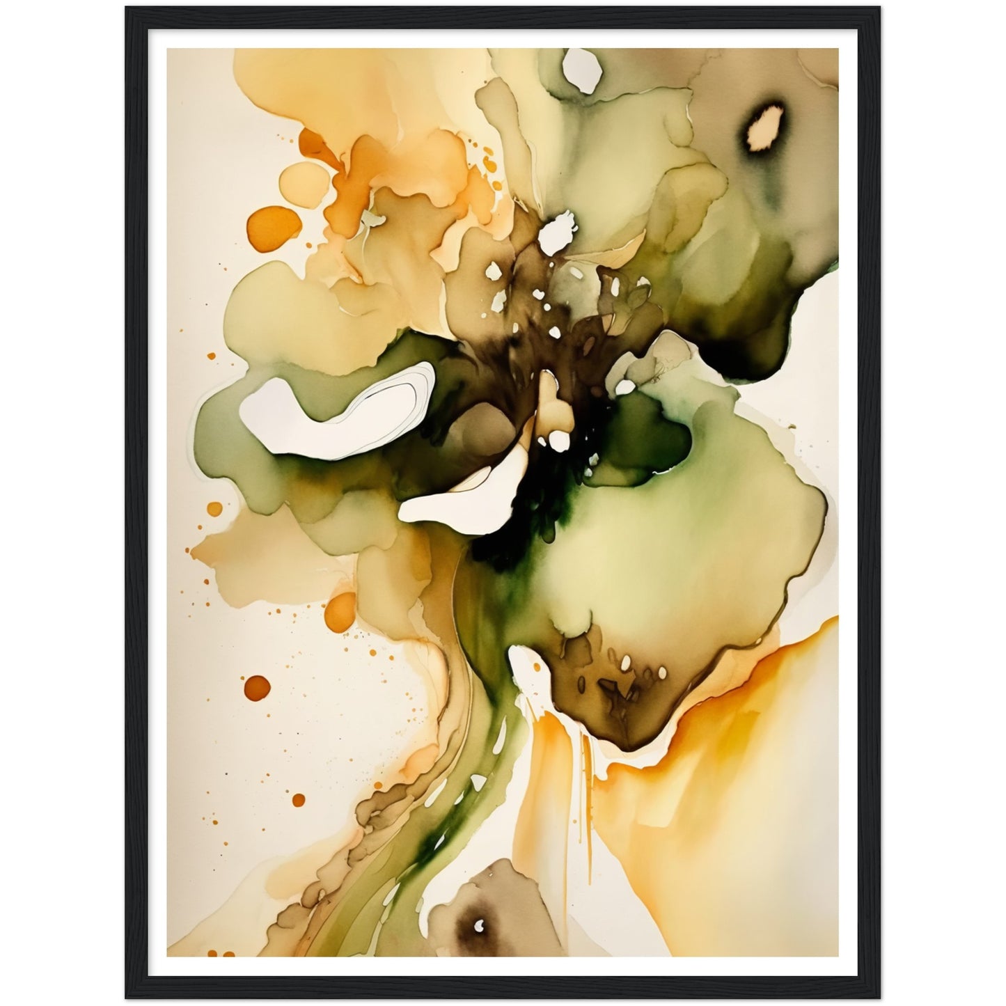 Nature's Analogous Symphony - Olive & Orange Watercolours Wall Art Print