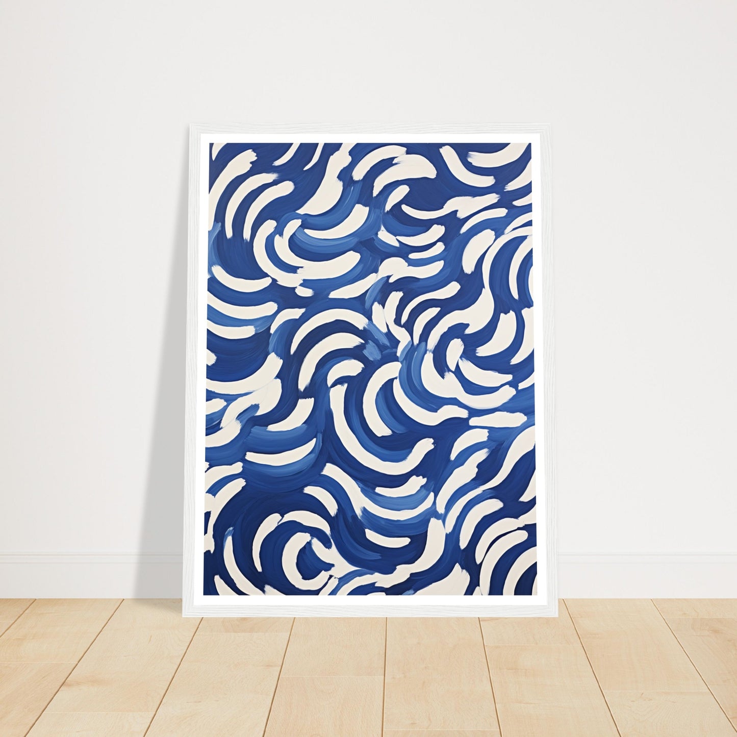 Blue Nautical Swirl Symphony Abstract Pattern Wall Art Print