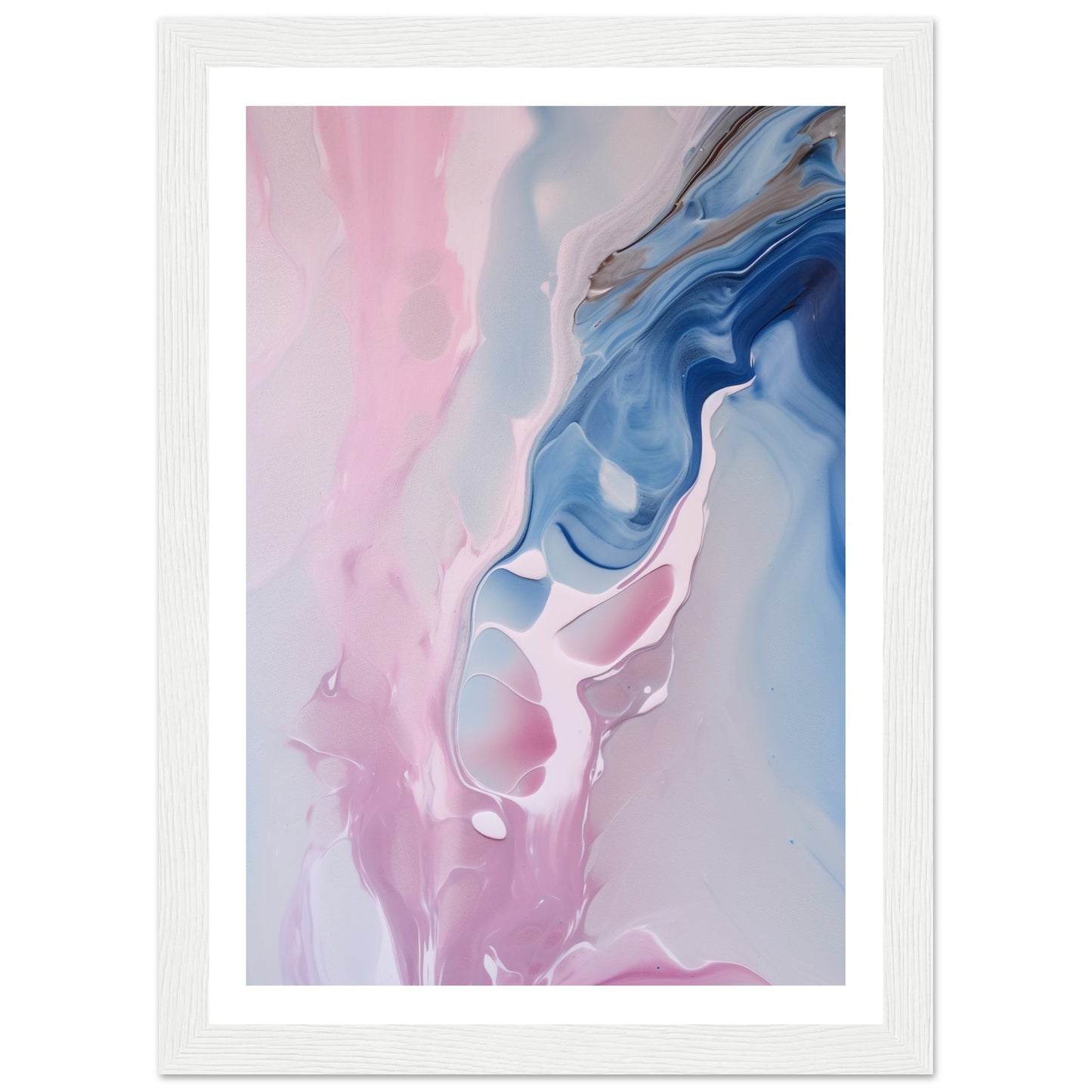 Whispering Pink and Blue Fluid Painting Wall Art Print