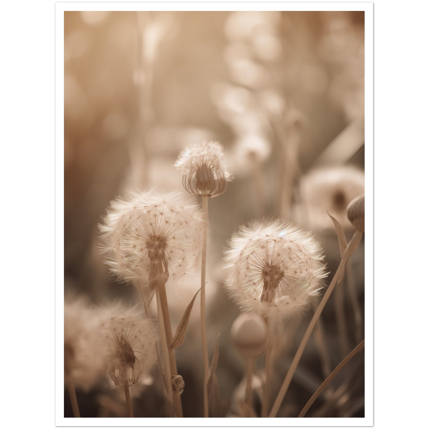 Hazy Dandelion Dreams Close-Up Photograph Wall Art Print