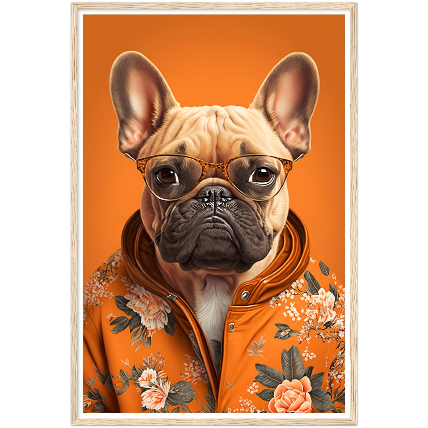 Frenchie Fashionista Trendy French Bulldog Wall Art Print