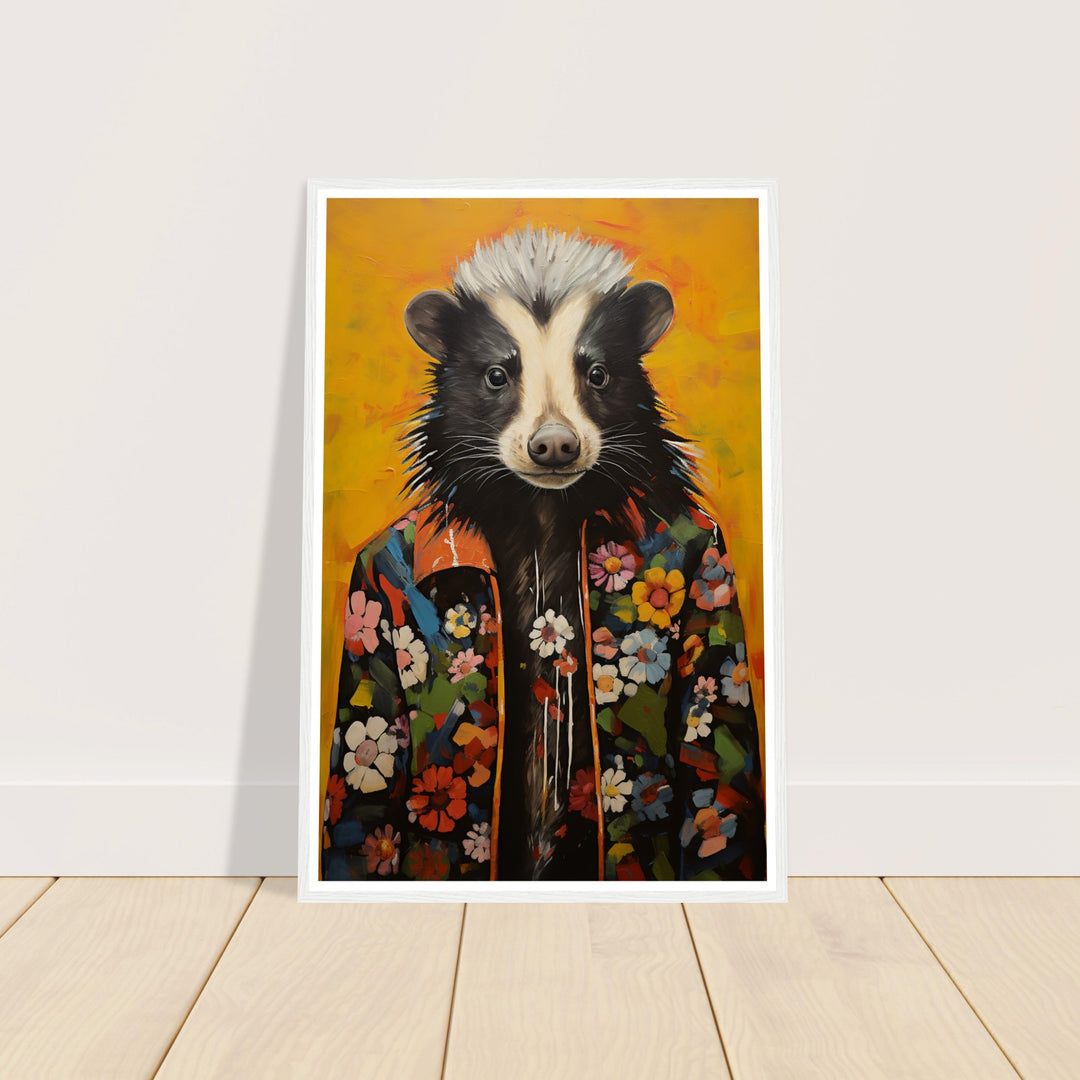 Groovy Hippy Skunk in Flower Power Jacket Wall Art Print