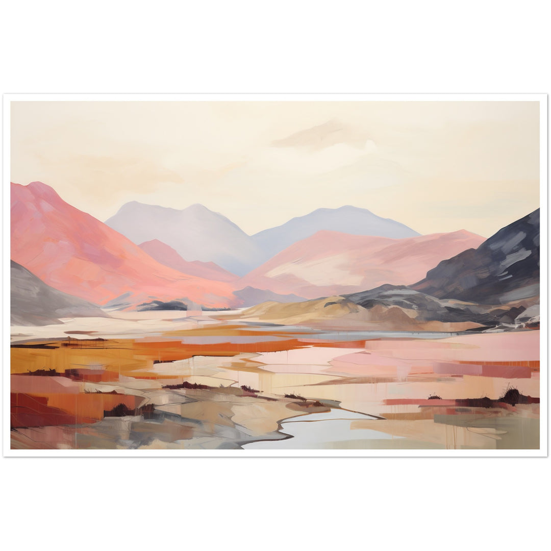 Pink and Grey Mountain Peaks Wall Art Print