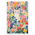 Load image into Gallery viewer, Whimsical Flower Garden Cats Wall Art Print