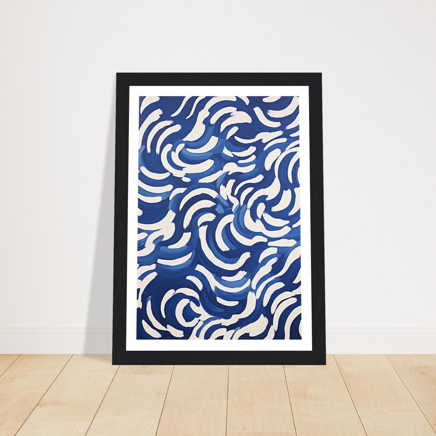 Blue Nautical Swirl Symphony Abstract Pattern Wall Art Print