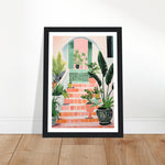 Load image into Gallery viewer, Mediterranean Stairs and Vibrant Potted Plants Wall Art Print