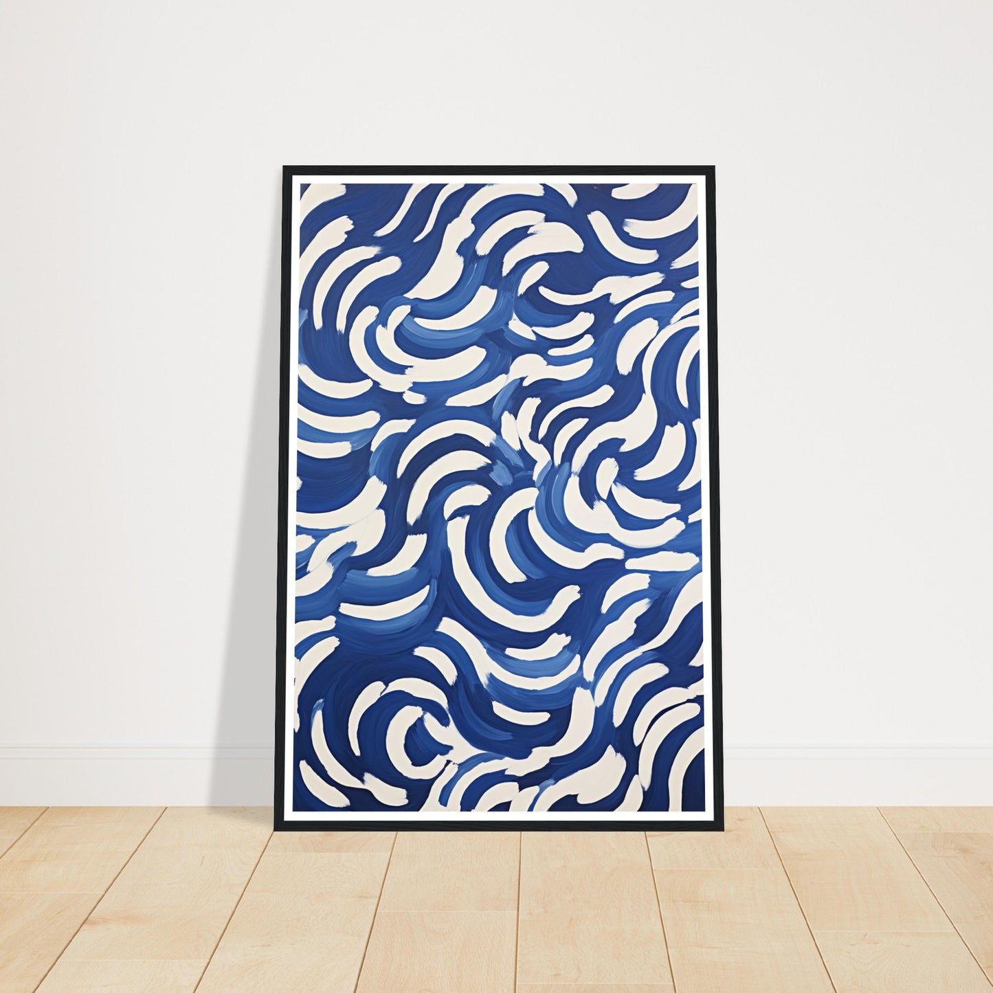 Blue Nautical Swirl Symphony Abstract Pattern Wall Art Print