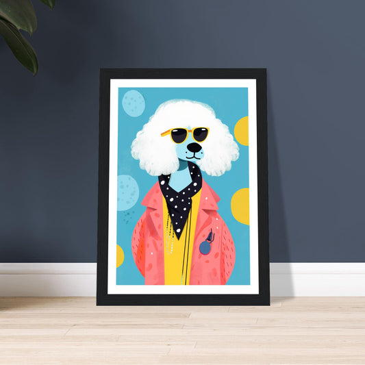 Cool Canine Poodle Illustration Wall Art Print