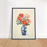 Load image into Gallery viewer, Elegant Roses in Blue Vase Wall Art Print