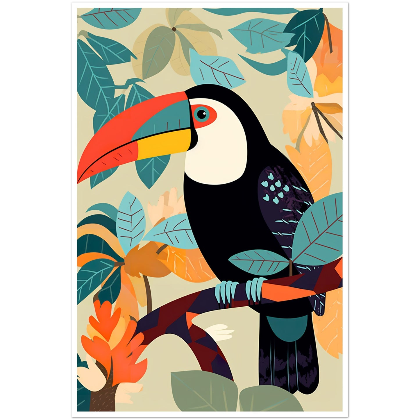 African Textile-Inspired Toucan Vibrant Bird Wall Art Print