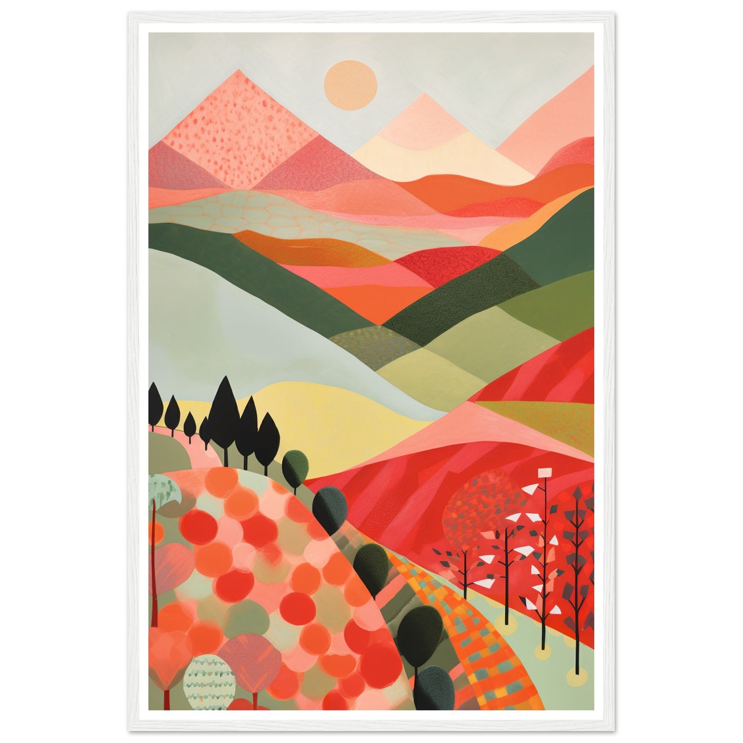 Crimson Peaks Abstract Landscape Patterns Wall Art Print