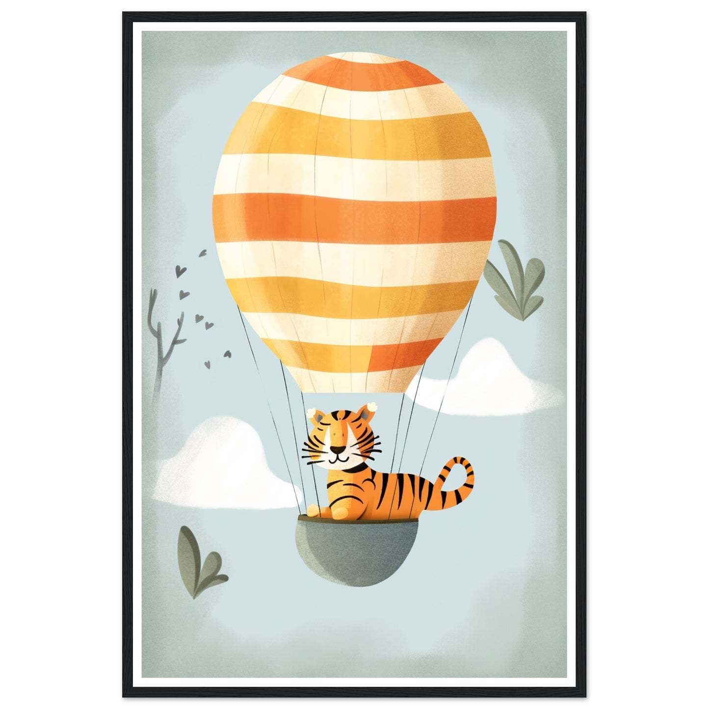 Tiger Hot Air Balloon Adventure Nursery Wall Art Print