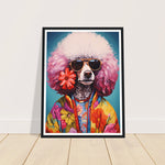 Load image into Gallery viewer, Groovy Dog Hippy Poodle in Flower Power Jacket Wall Art Print