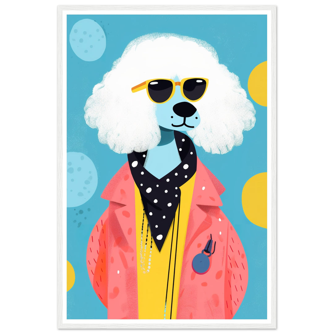 Cool Canine Poodle Illustration Wall Art Print