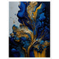 Golden Blue Waves Abstract Wall Art Print