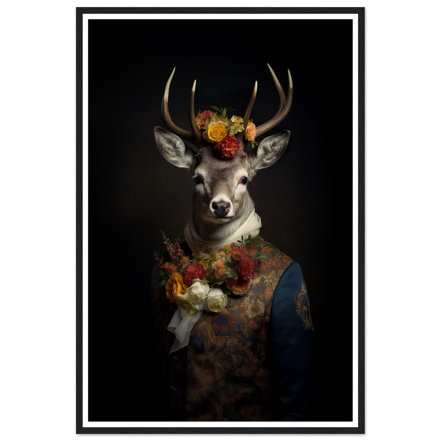 Regency Stag Art Print - Floral Stag